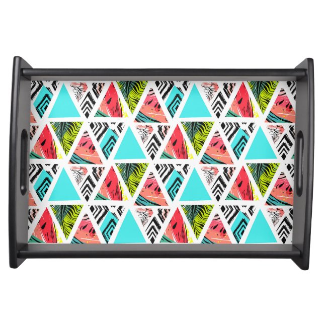 Colorful Abstract Tropical Pattern Serving Tray (Front)