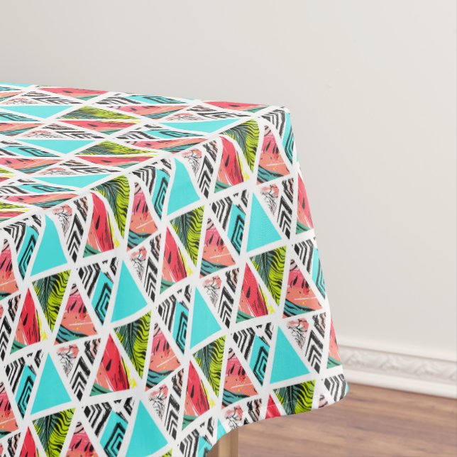 Colorful Abstract Tropical Pattern Tablecloth (In Situ)