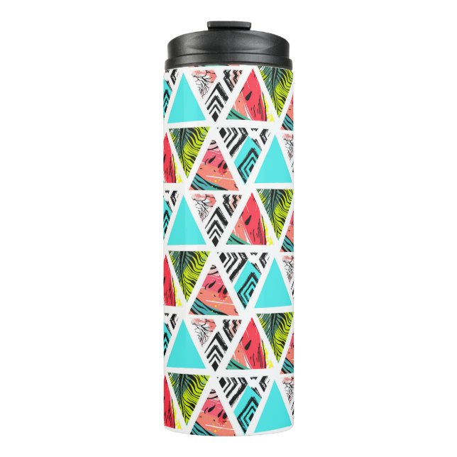 Colorful Abstract Tropical Pattern Thermal Tumbler (Front)