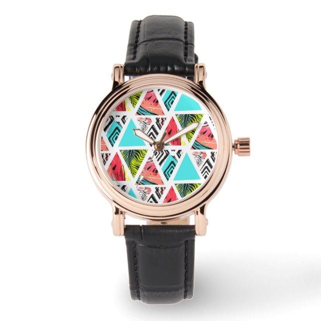 Colorful Abstract Tropical Pattern Watch (Front)