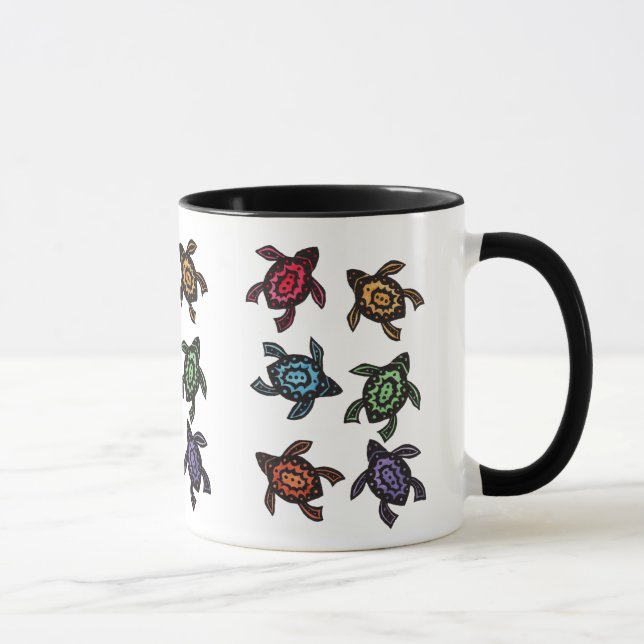 Colorful Abstract Turtles Coffee Mug (Right)