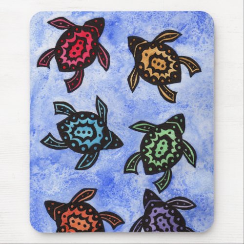 Colorful Abstract Turtles Mousepad