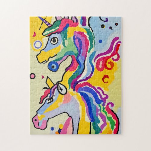 Colorful Abstract Unicorn Portrait Painting Jigsaw Puzzle
