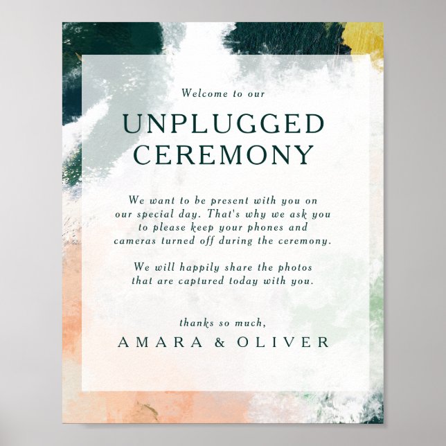 Colorful Abstract Unplugged Ceremony Sign (Front)
