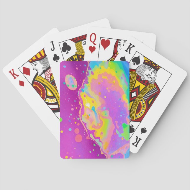 Colorful Abstract Vibrant Art Poker Cards (Back)