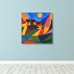 Colorful abstract village landscape  canvas print
