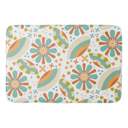 Colorful Abstract Vintage Design With Flowers Bath Mat