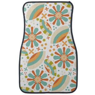 Colorful abstract vintage design with flowers car floor mat