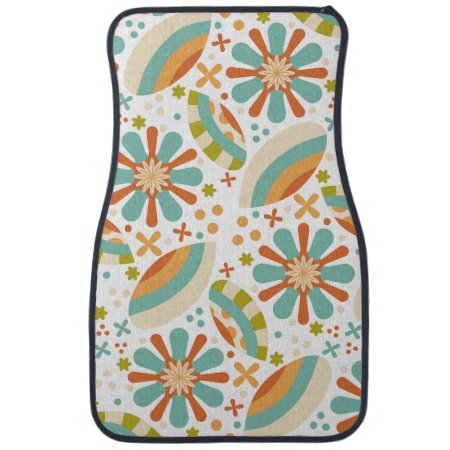 Colorful Abstract Vintage Design With Flowers Car Floor Mat