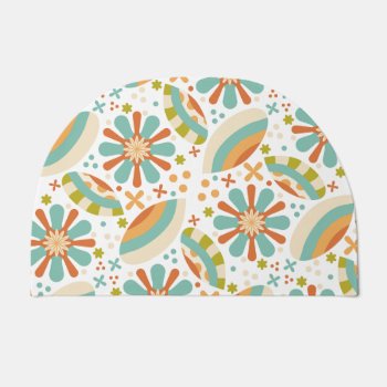 Colorful Abstract Vintage Design With Flowers Doormat by karanta at Zazzle