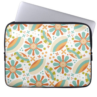 Colorful abstract vintage design with flowers laptop sleeve