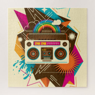 Colorful Abstract Vintage Radio Illustration Jigsaw Puzzle