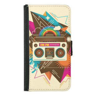 Colorful Abstract Vintage Radio Illustration Samsung Galaxy S5 Wallet Case
