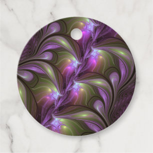 Colorful Abstract Violet Purple Khaki Art Custom Favor Tags