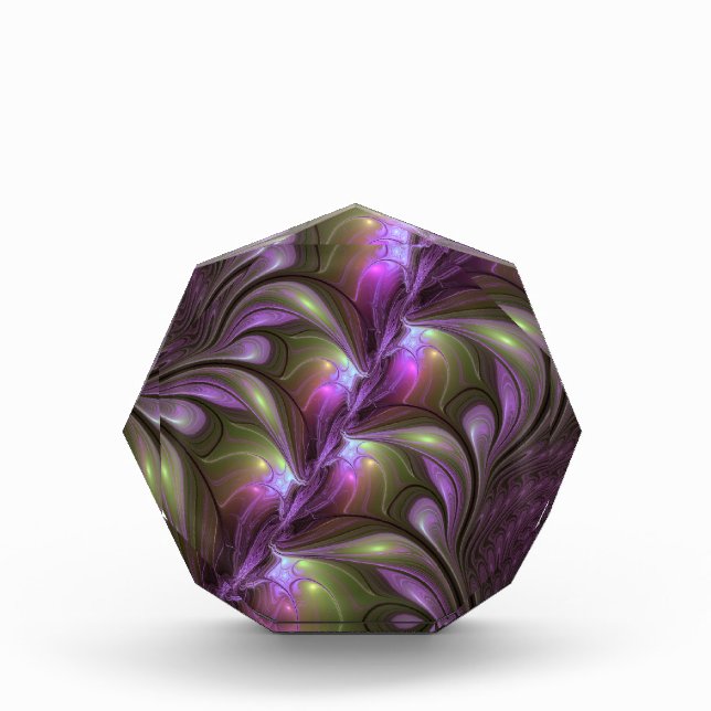 Colorful Abstract Violet Purple Khaki Fractal Art Acrylic Award (Front)