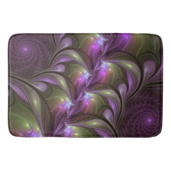 Colorful Abstract Violet Purple Khaki Fractal Art Bath Mat by GabiwArt at Zazzle