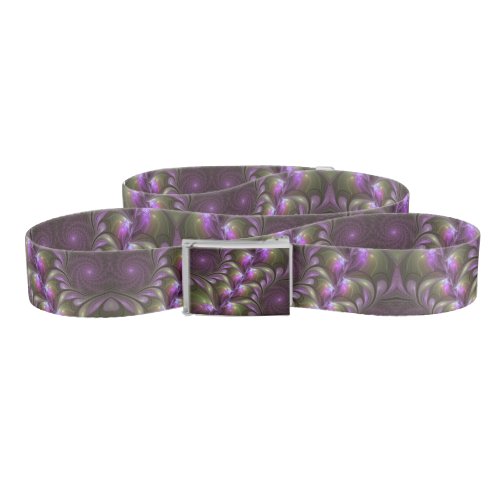 Colorful Abstract Violet Purple Khaki Fractal Art Belt
