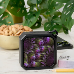 Colorful Abstract Violet Purple Khaki Fractal Art Bluetooth Speaker