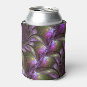 Colorful Abstract Violet Purple Khaki Fractal Art Can Cooler