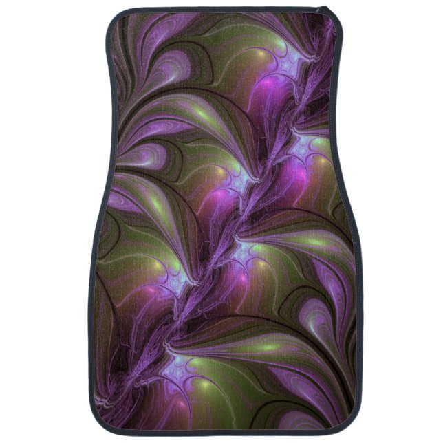 Colorful Abstract Violet Purple Khaki Fractal Art Car Floor Mat (Front)