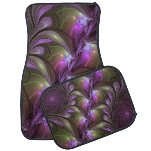 Colorful Abstract Violet Purple Khaki Fractal Art Car Floor Mat