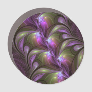 Colorful Abstract Violet Purple Khaki Fractal Art Car Magnet