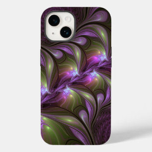Colorful Abstract Violet Purple Khaki Fractal Art Case-Mate iPhone 14 Case