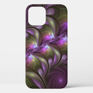Colorful Abstract Violet Purple Khaki Fractal Art iPhone 12 Pro Case