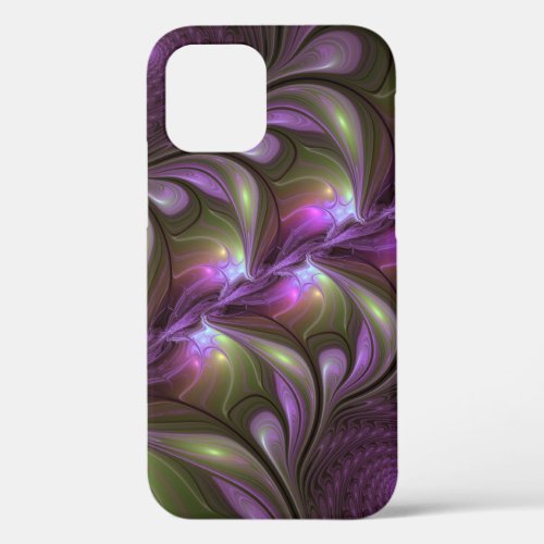 Colorful Abstract Violet Purple Khaki Fractal Art iPhone 12 Pro Case