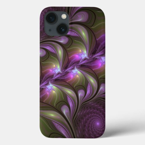 Colorful Abstract Violet Purple Khaki Fractal Art iPhone 13 Case