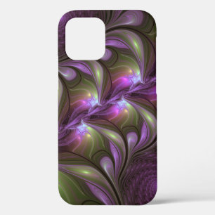 Colorful Abstract Violet Purple Khaki Fractal Art iPhone 12 Case