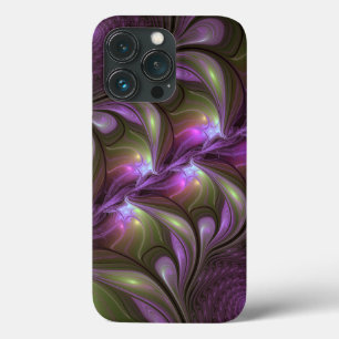 Colorful Abstract Violet Purple Khaki Fractal Art iPhone 13 Pro Case