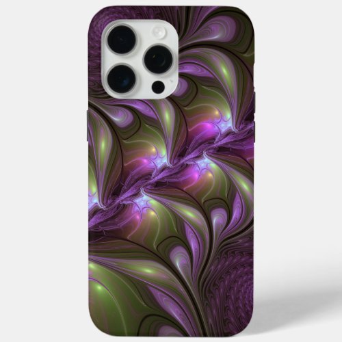 Colorful Abstract Violet Purple Khaki Fractal Art iPhone 15 Pro Max Case