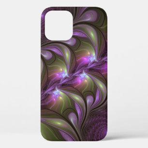 Colorful Abstract Violet Purple Khaki Fractal Art iPhone 12 Case