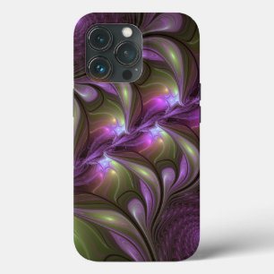 Colorful Abstract Violet Purple Khaki Fractal Art iPhone 13 Pro Case