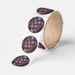 Colorful Abstract Violet Purple Khaki Fractal Art Classic Round Sticker