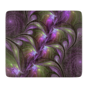 Colorful Abstract Violet Purple Khaki Fractal Art Cutting Board