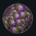 Colorful Abstract Violet Purple Khaki Fractal Art Dart Board<br><div class="desc">Unique psychedelic fractal art,  modern abstract and shiny 
with shades of purple,  violet and khaki.
Luminous design for your decorative unusual dartboard and more.</div>
