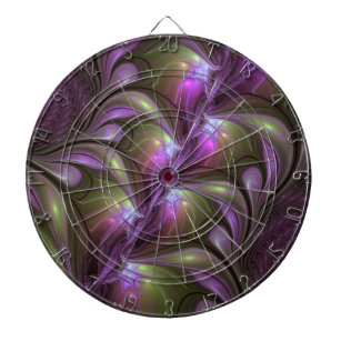 Colorful Abstract Violet Purple Khaki Fractal Art Dart Board