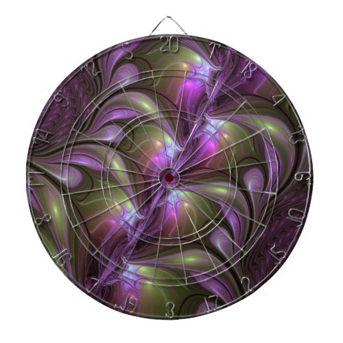 Colorful Abstract Violet Purple Khaki Fractal Art Dart Board