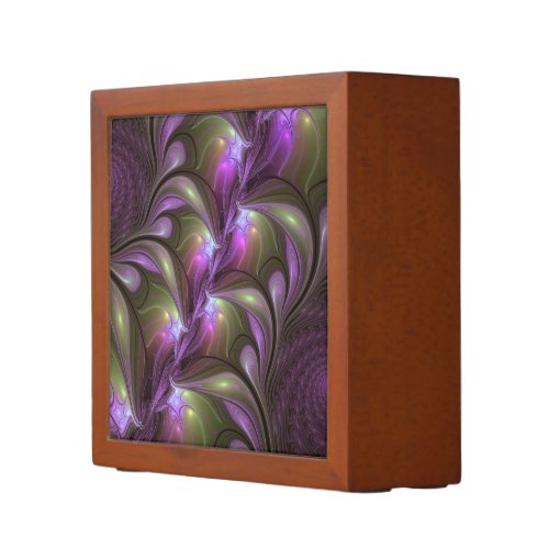 Colorful Abstract Violet Purple Khaki Fractal Art Desk Organizer