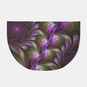 Colorful Abstract Violet Purple Khaki Fractal Art Doormat