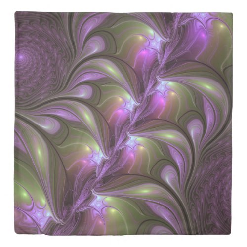 Colorful Abstract Violet Purple Khaki Fractal Art Duvet Cover