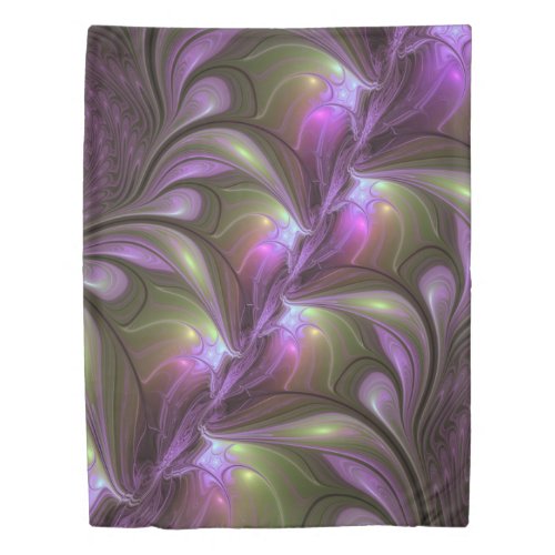 Colorful Abstract Violet Purple Khaki Fractal Art Duvet Cover
