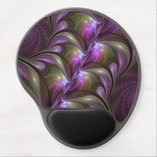 Colorful Abstract Violet Purple Khaki Fractal Art Gel Mouse Pad
