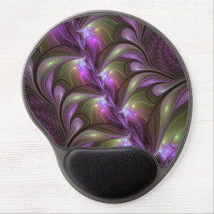 Colorful Abstract Violet Purple Khaki Fractal Art Gel Mouse Pad