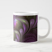 Colorful Abstract Violet Purple Khaki Fractal Art Giant Coffee Mug (Right)