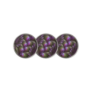 Colorful Abstract Violet Purple Khaki Fractal Art Golf Ball Marker