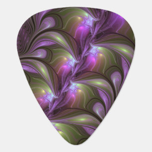 Colorful Abstract Violet Purple Khaki Fractal Art Guitar Pick