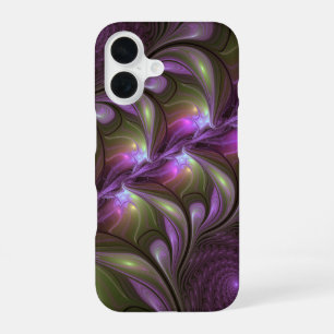 Colorful Abstract Violet Purple Khaki Fractal Art iPhone 16 Case